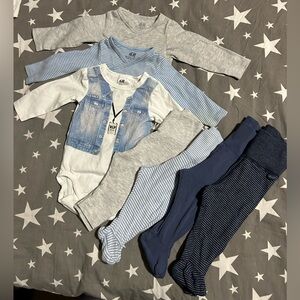 Baby Boy H&M L/S Onesies and Pants Bundle